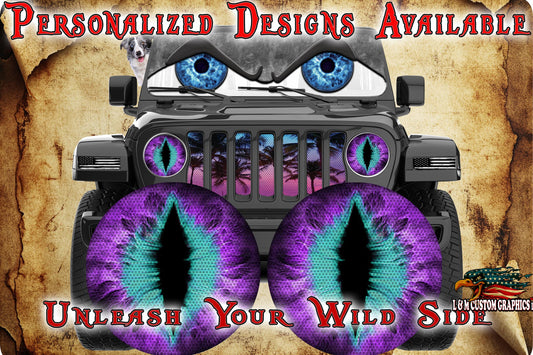 Purple and teal for a round headlight.