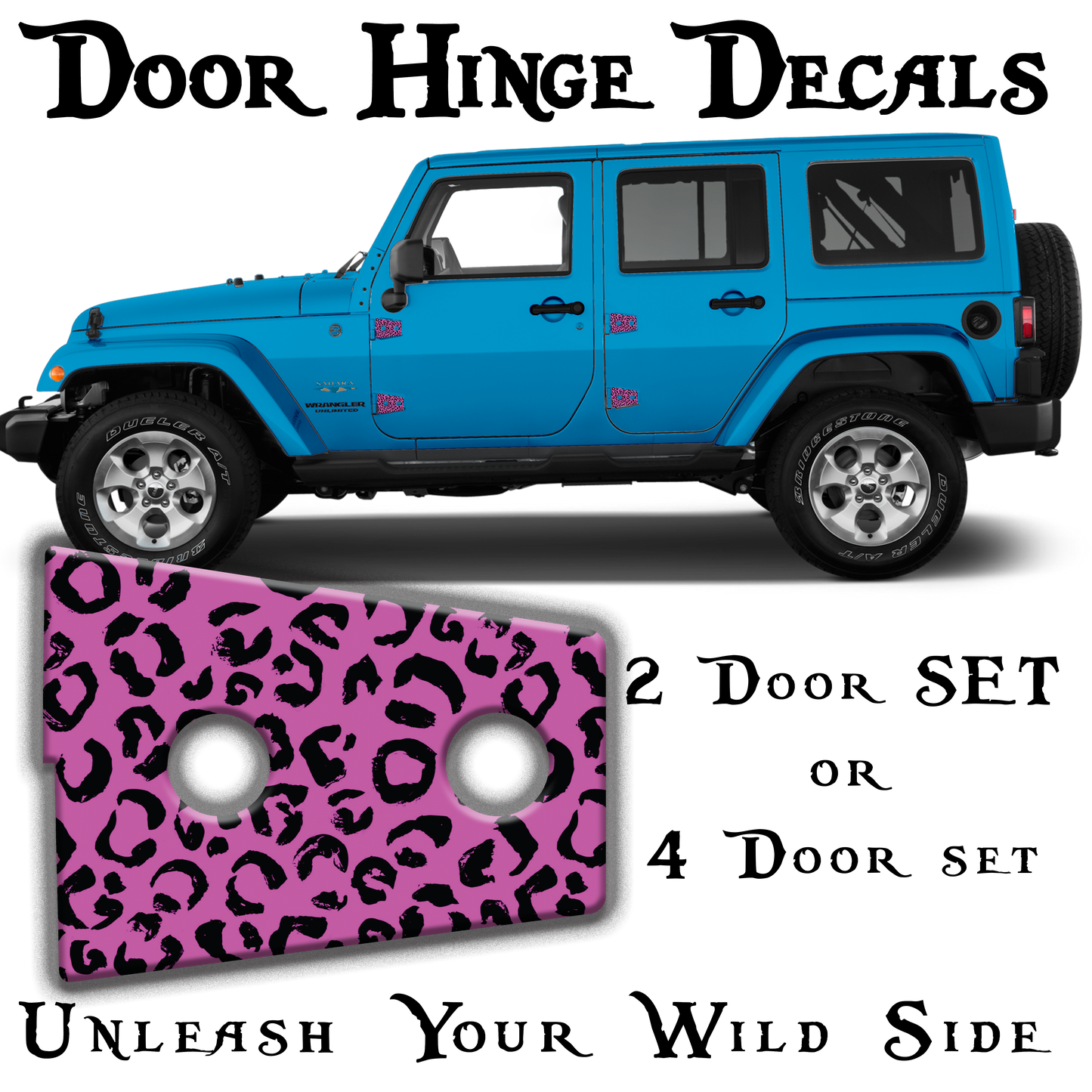 Black and pink lepord print Door hinge decals 54