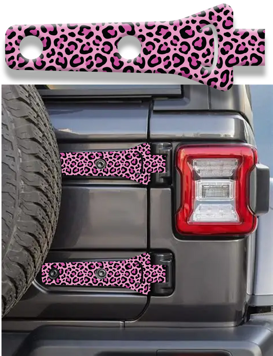 Rear gate hinge decal Pink leopard print 54