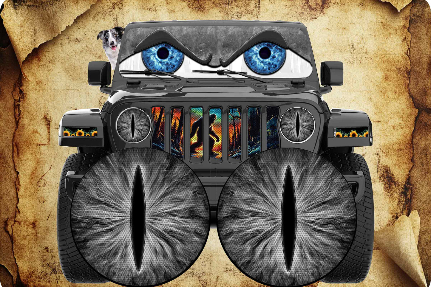 Black and white round cat eye decal