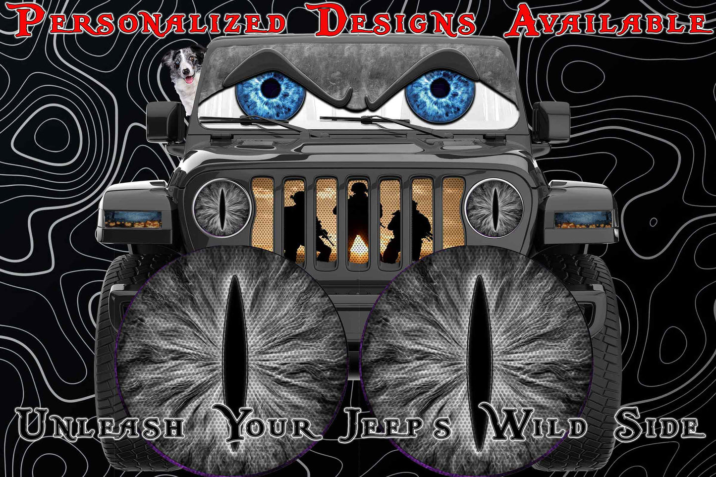 Black and white round cat eye decal