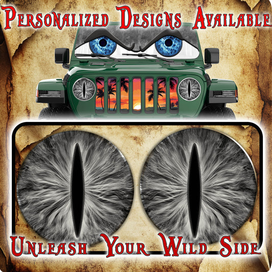 Black and white round cat eye decal 55