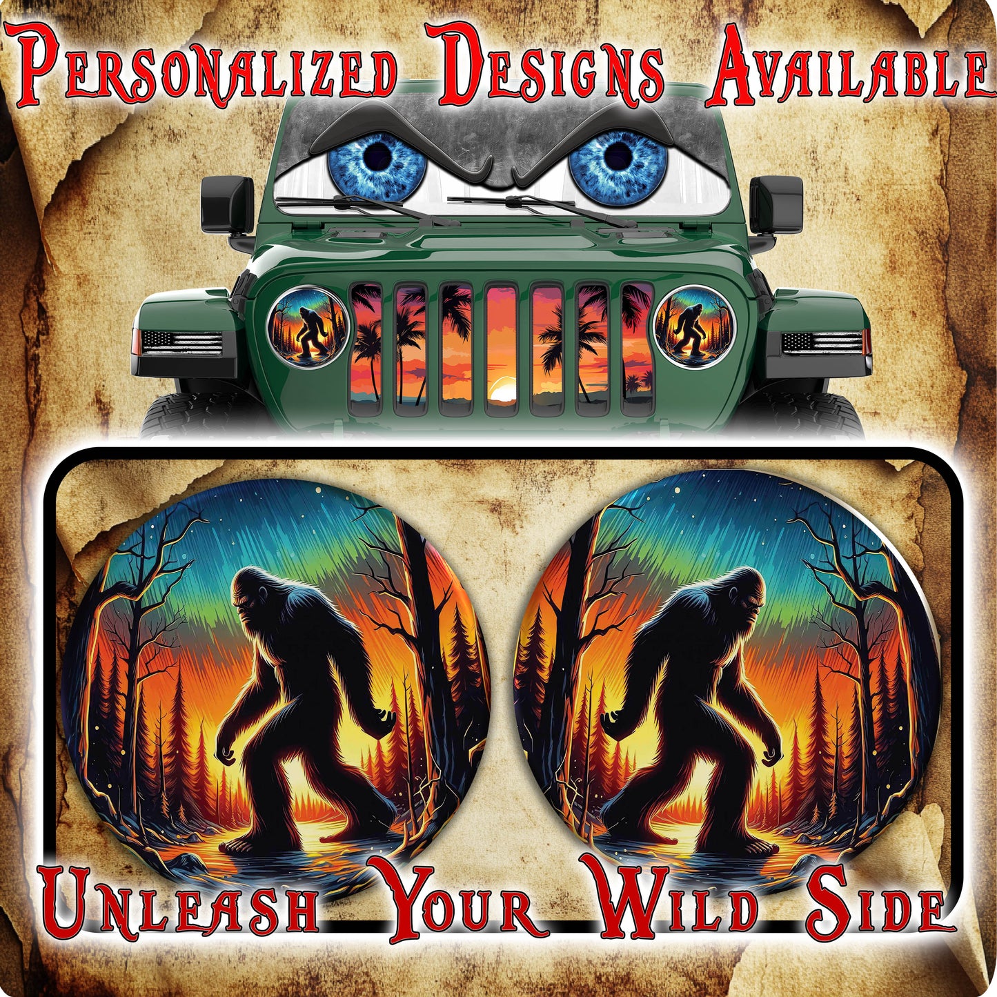 Bigfoot cabin for a round beast headlight decal 57