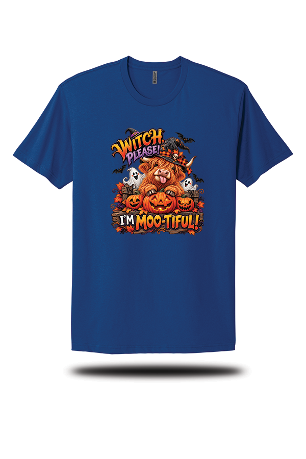 Witch, Please! I'm Moo-Tiful Highland Cow Halloween T-Shirt