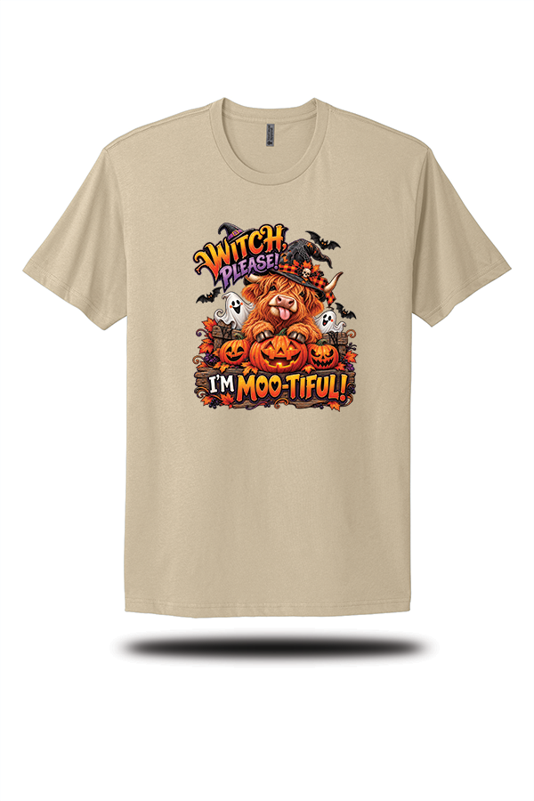 Witch, Please! I'm Moo-Tiful Highland Cow Halloween T-Shirt