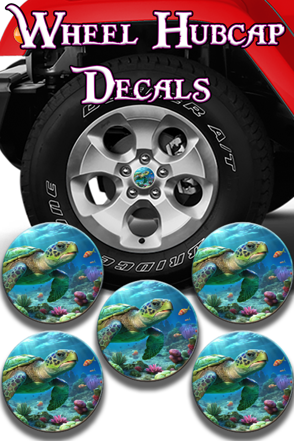 Sea turtle Hub cap decal 5