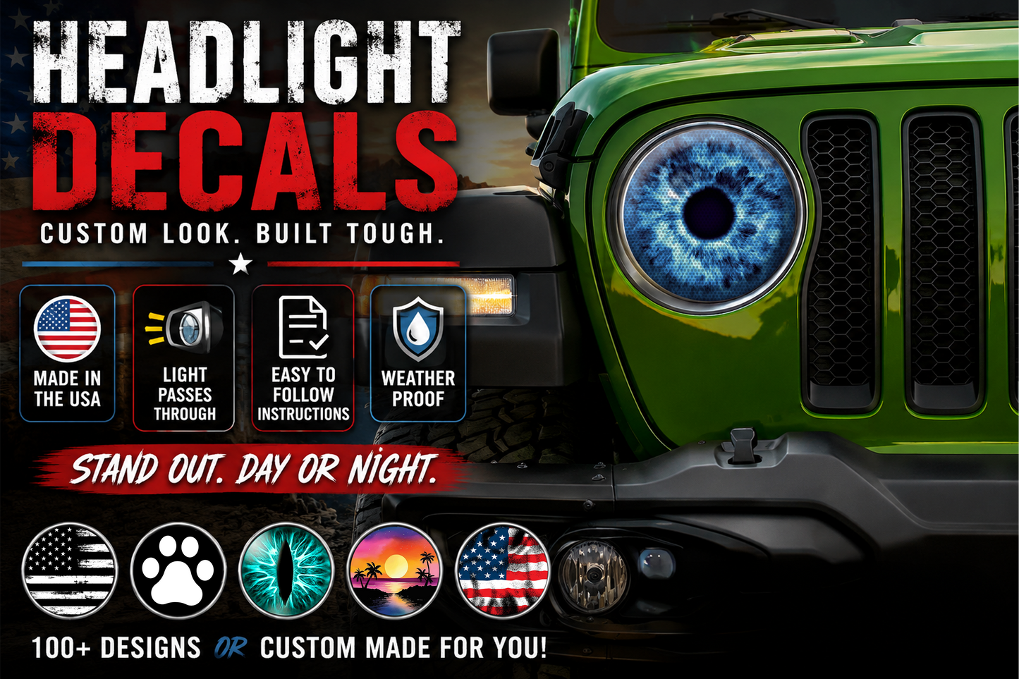 Blue eyes for a round headlight decal 60