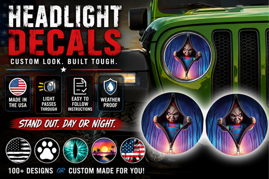 Chucky opens the curtain for a round beast headlight decal 68