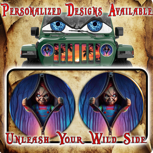 Chucky opens the curtain for a round beast headlight decal 68