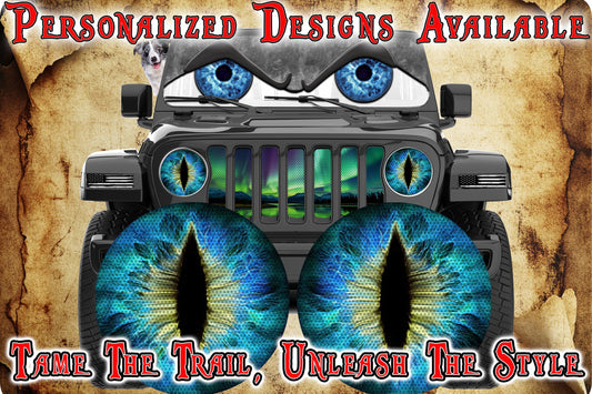 Blue and yellow cat eye decal