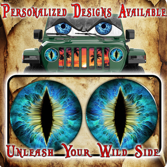 Blue and yellow cat eye decal 6