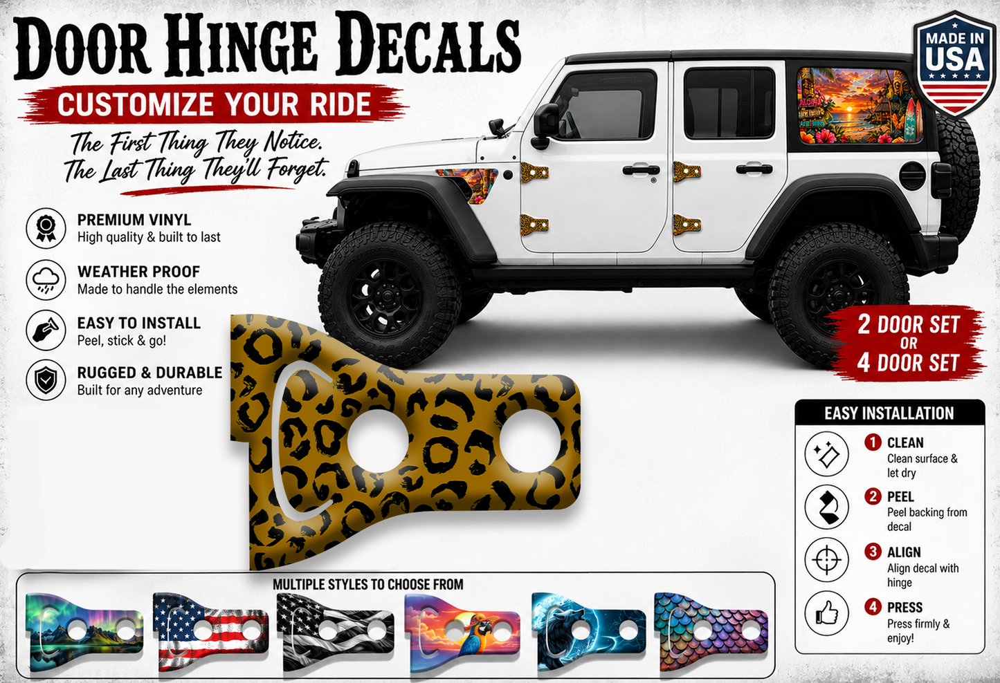 Leopard print Door hinge decals 72