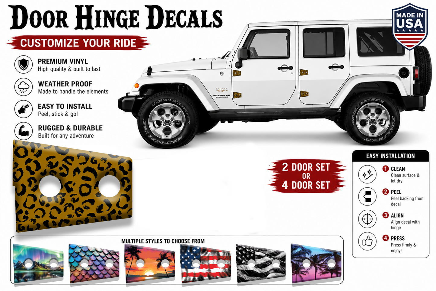 Leopard print Door hinge decals 72