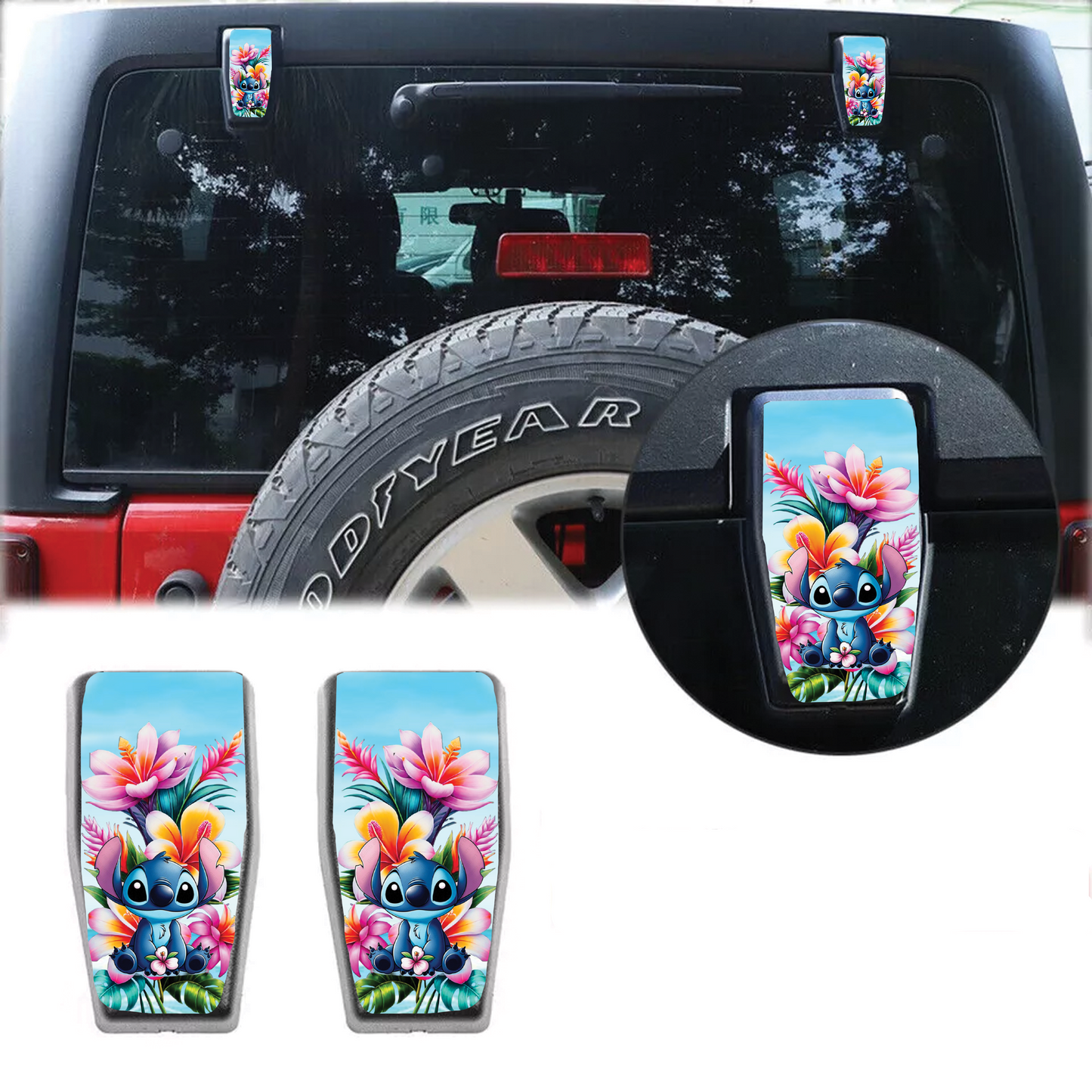 Stitch print Rear liftgate hinge overlay decal 74
