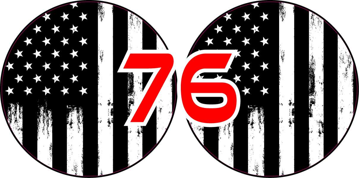 Black and white American flag headlight decal