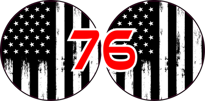 Black and white American flag headlight decal