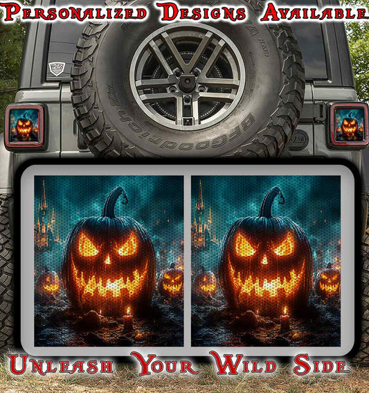 Pumpkin face Taillight cover decal 77