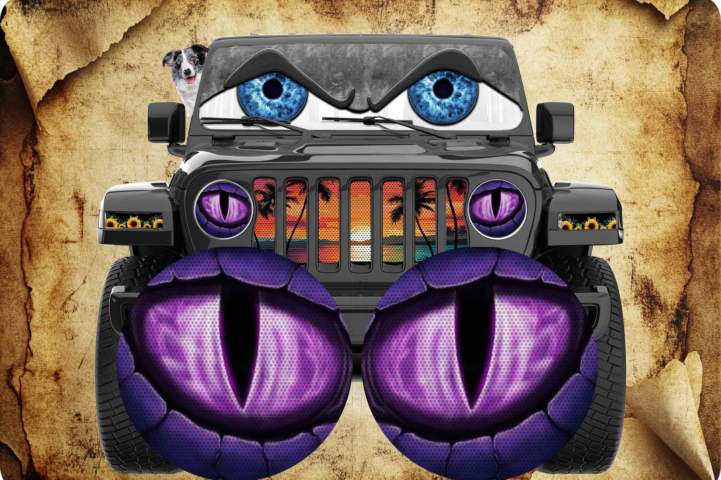 Purple dragon for a round beast headlight decal