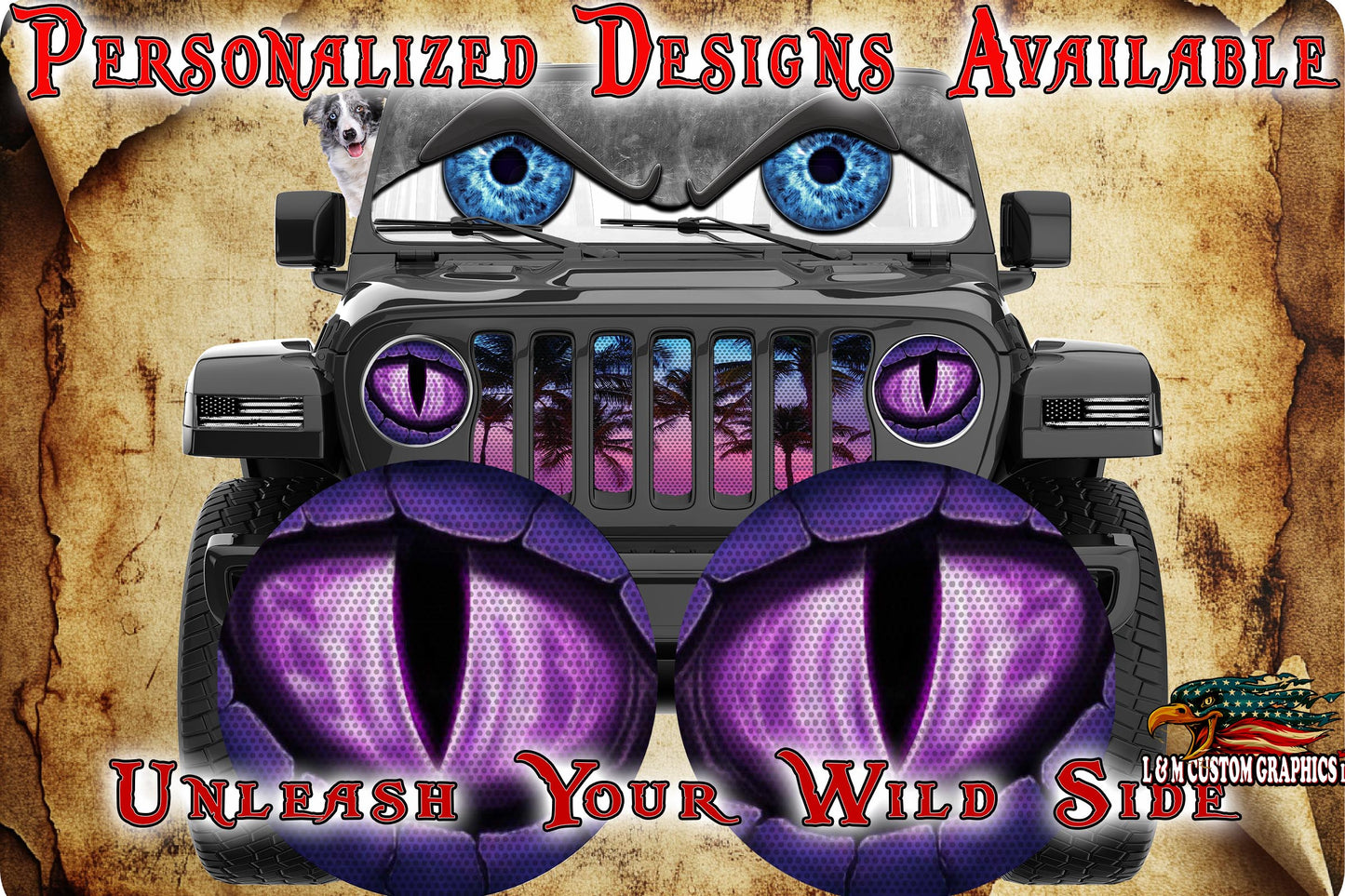 Purple dragon for a round beast headlight decal 78