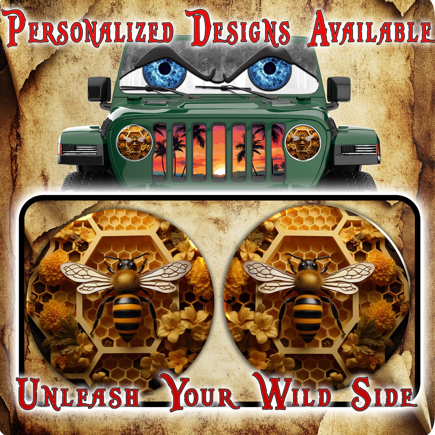 Bee hive for a round beast headlight decal 79