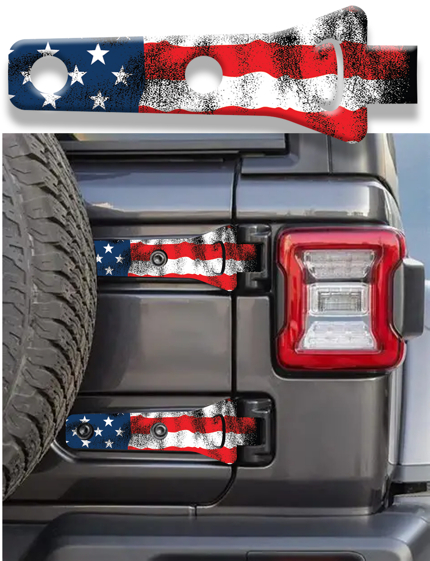 Rear gate hinge decal flag 82