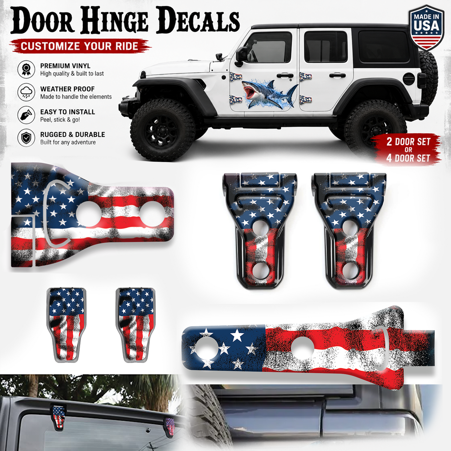 American flag distressed print hinge bundle 82