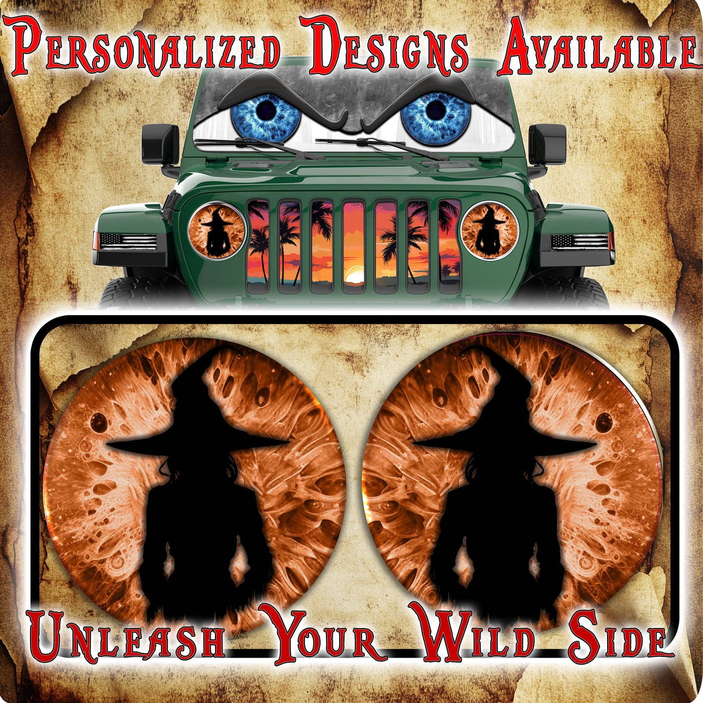 Witch orange moon for a round beast headlight decal 82