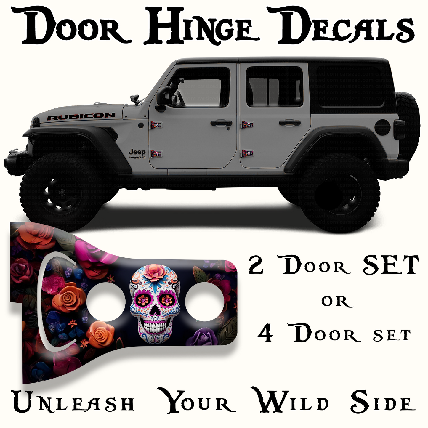 Sugar skull Door hinge decals 83