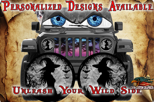 Witch moon for a round beast headlight decal