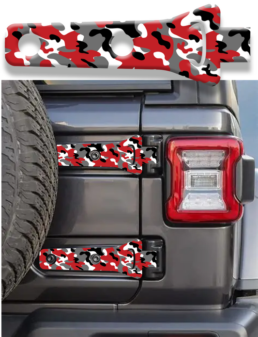 Rear gate hinge decal red camo color 84