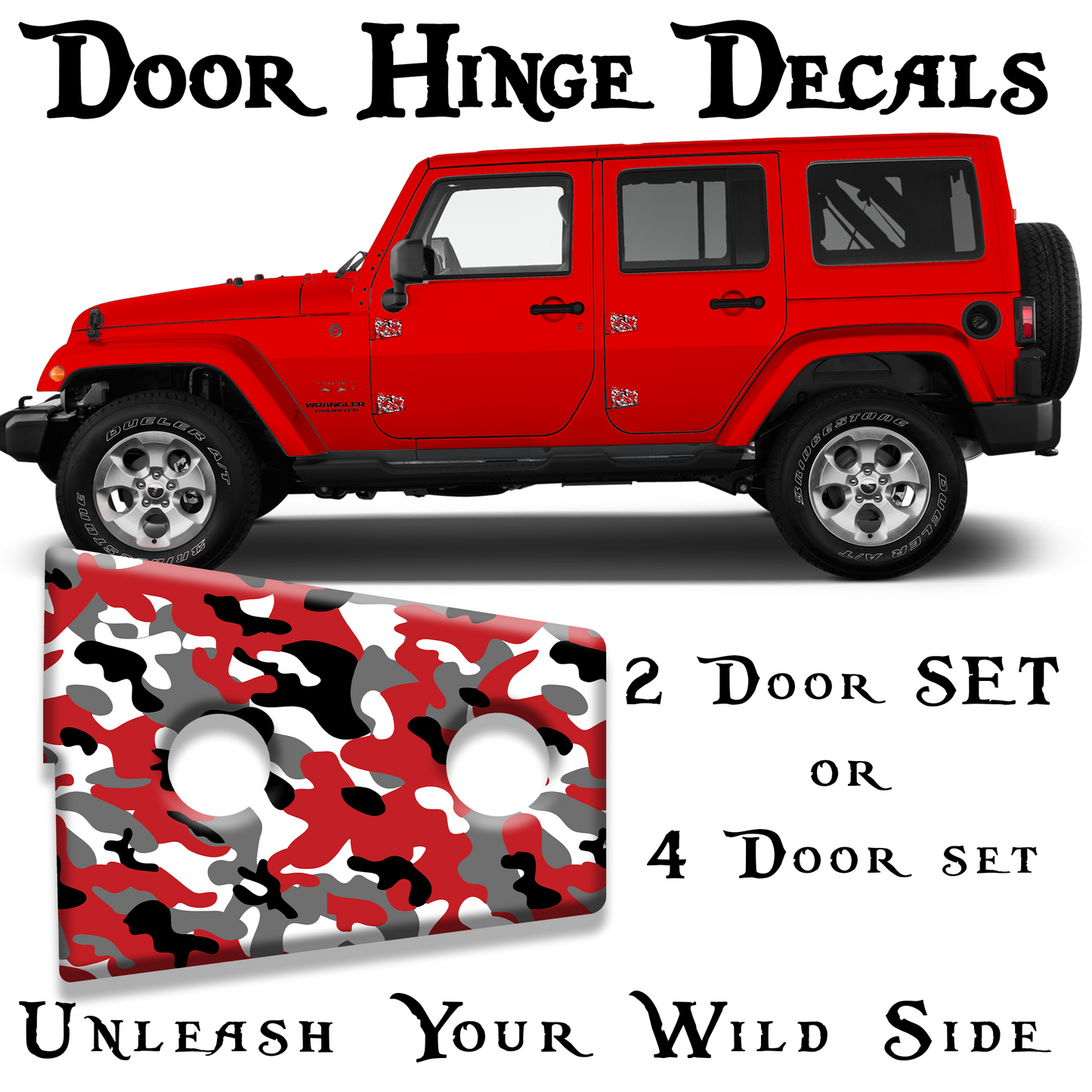 Red camo Door hinge decals 84