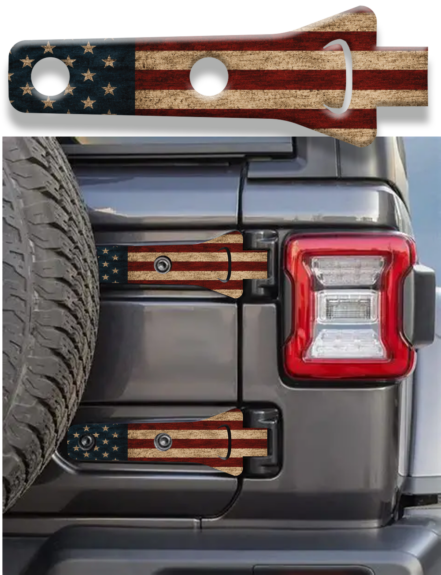 Rear gate hinge decal American flag 85