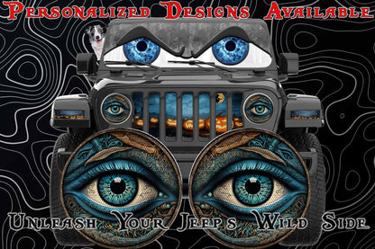 Real eye headlight decals blue green