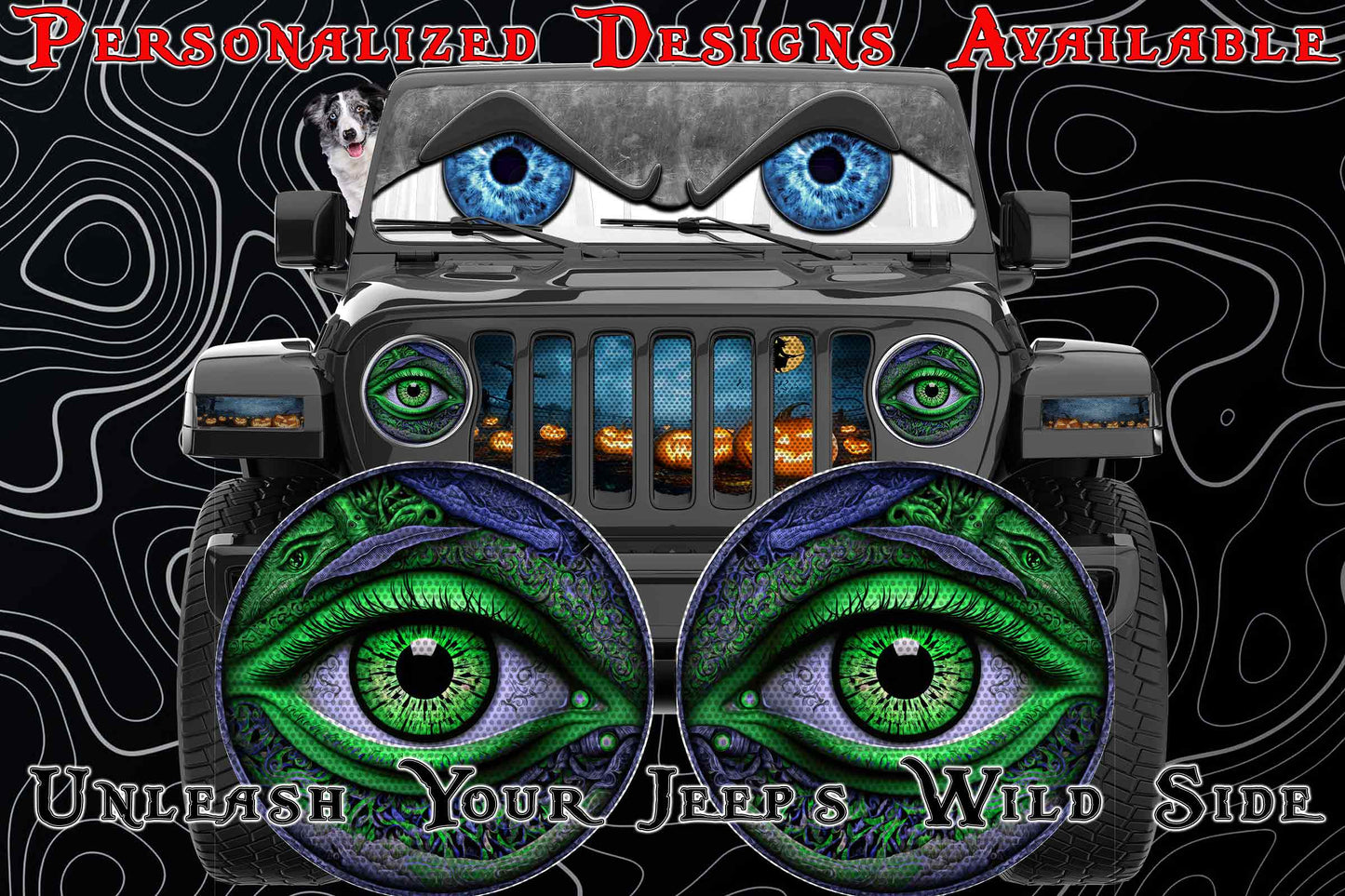 Real eye green headlight decals