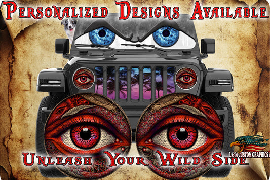 Real eye Red headlight decals