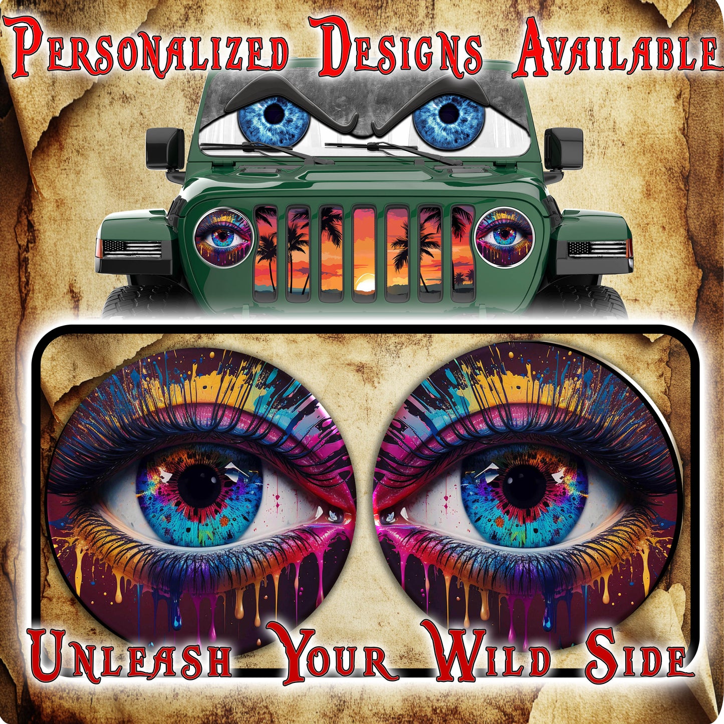 Real eye paint splash headlight decal 89