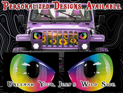 Rainbow cat Eye decals for YJ or 5x7 headlights