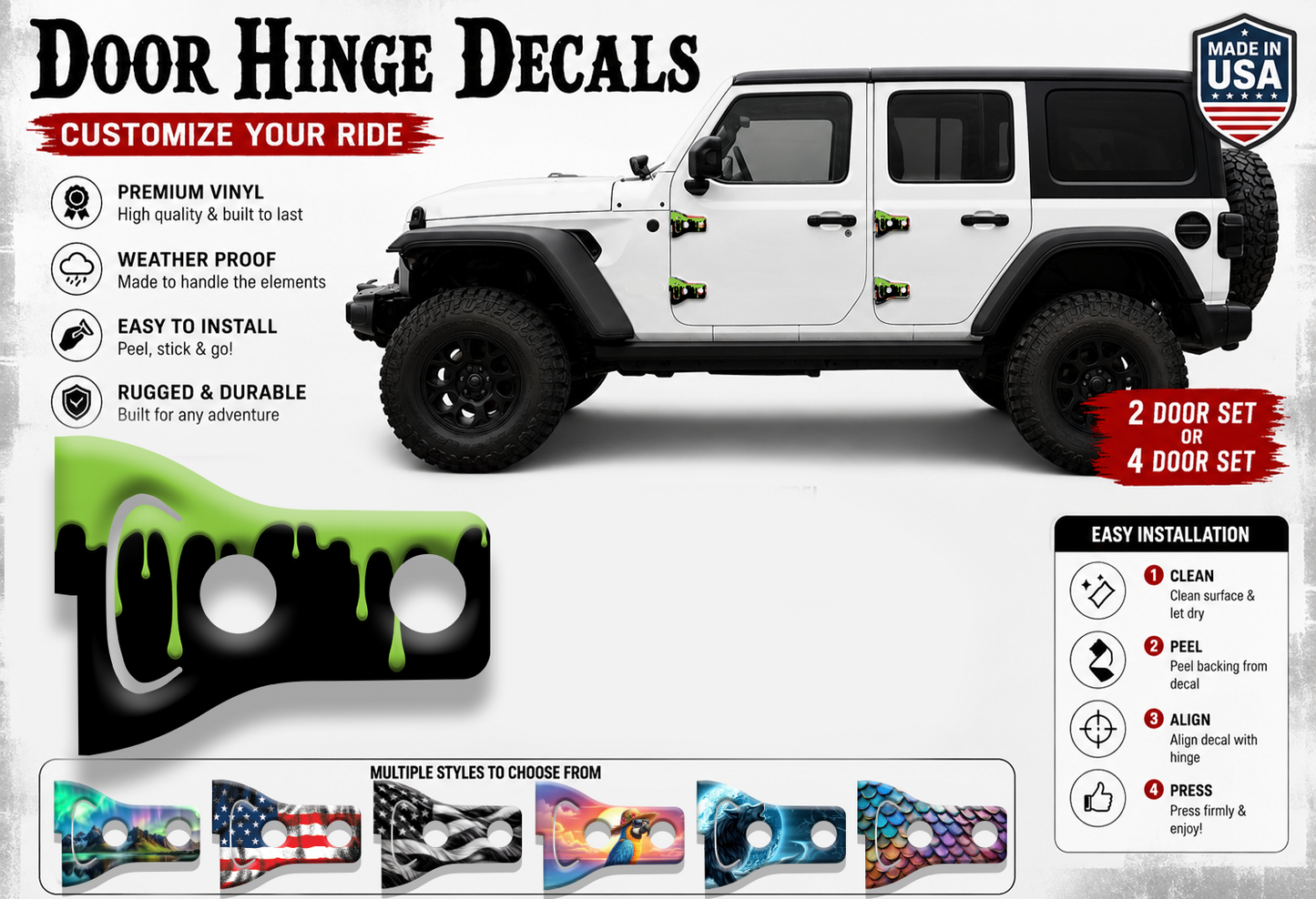 Dripping Paint print Door hinge decals 92