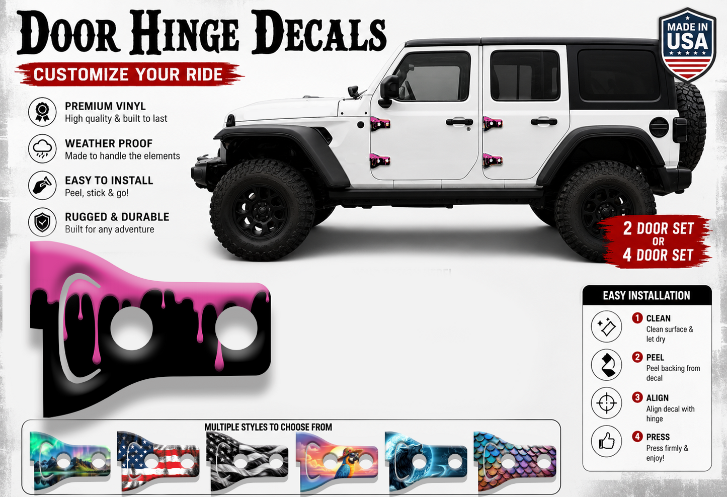 Dripping Paint print Door hinge decals 92