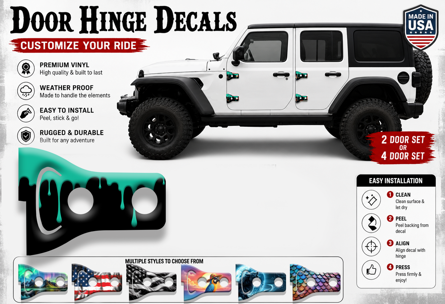 Dripping Paint print Door hinge decals 92
