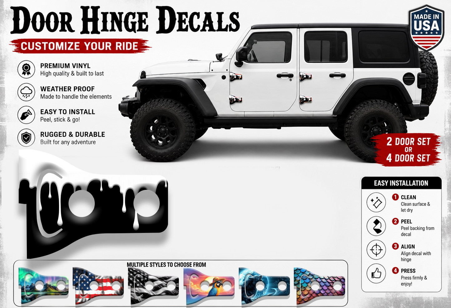 Dripping Paint print Door hinge decals 92