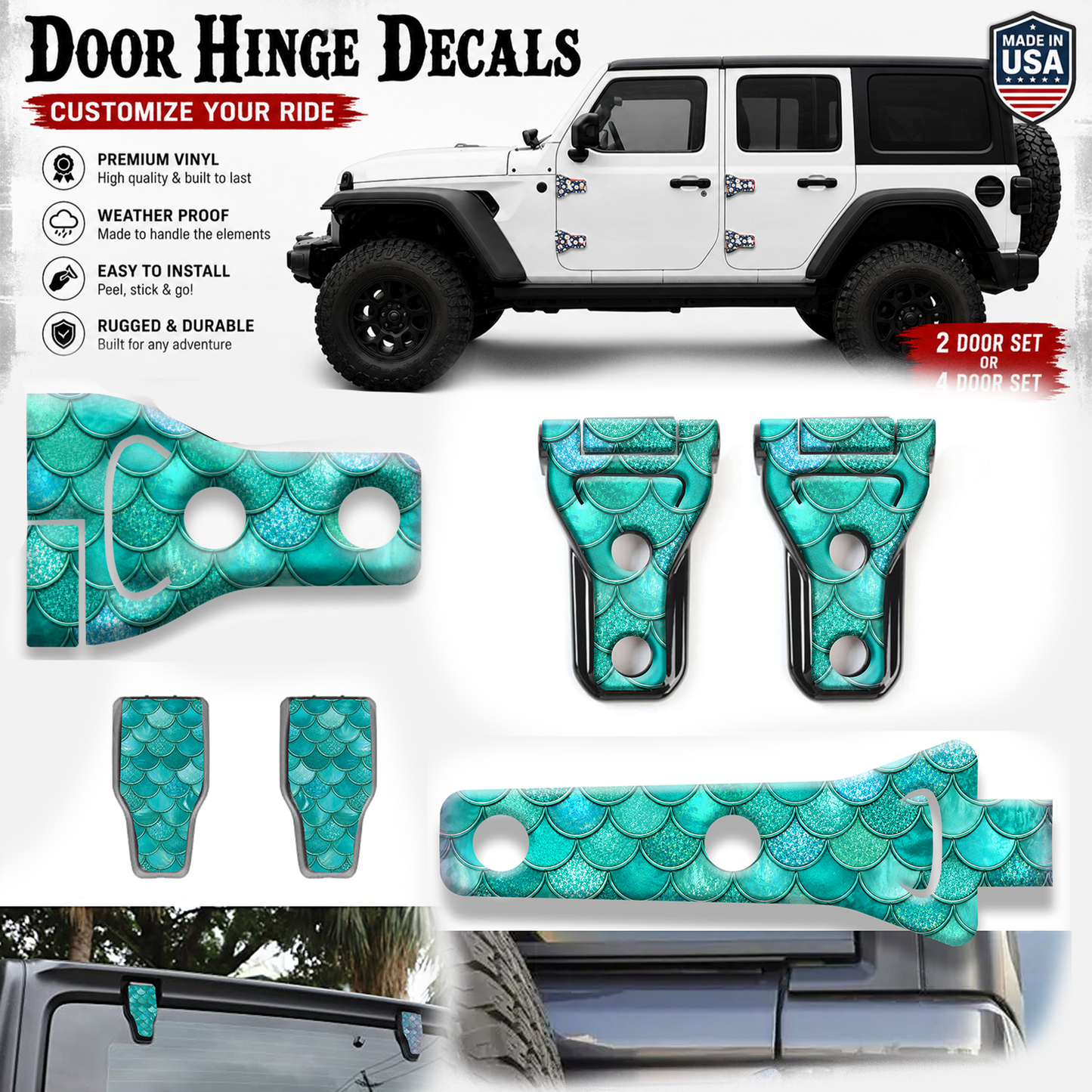Teal mermaid scales print hinge bundle 93T