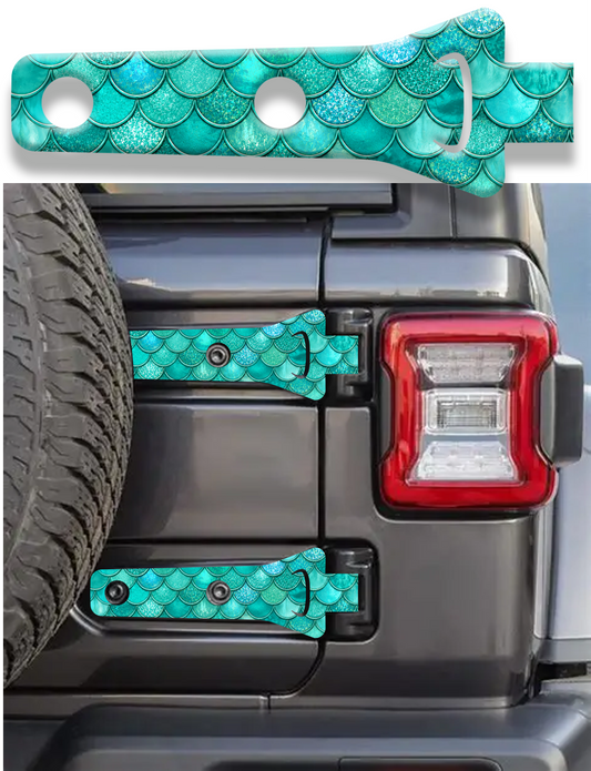 Rear gate hinge decal teal mermaid scales print 93t