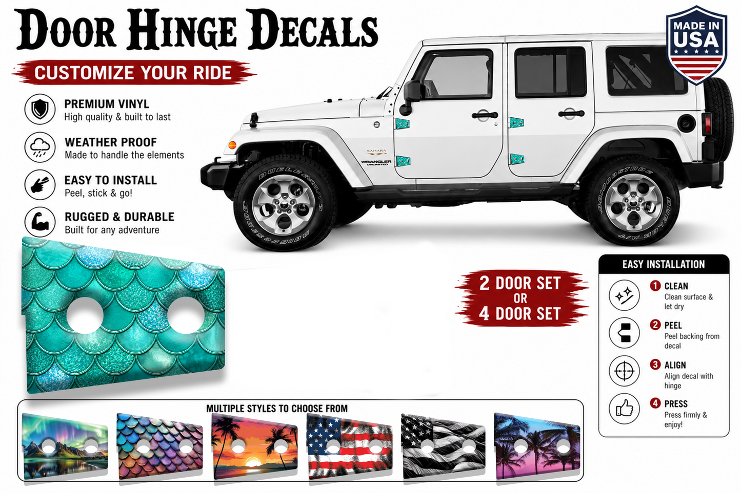 Teal mermaid scales print hinge bundle 93T
