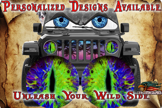 Green blue moon cat eye for the headlight