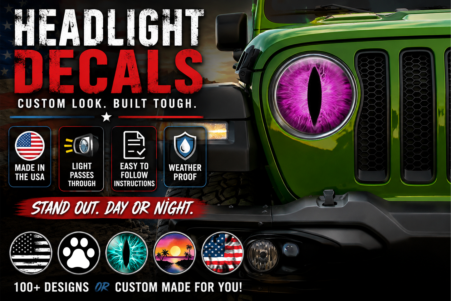 Hot pink cat eyes for the headlight 99