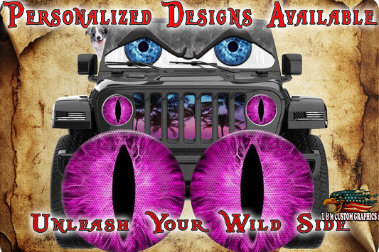 Hot pink cat eyes for the headlight