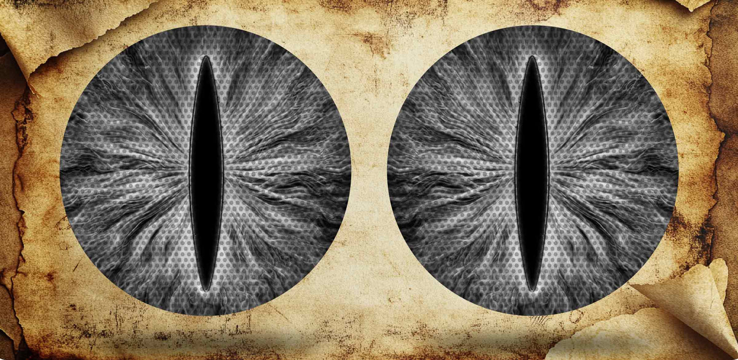 Black and white round cat eye decal