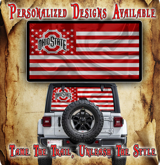Ohio flag Rear window see through graphic.