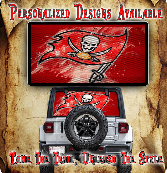 Tampa flag Rear window see through graphic.